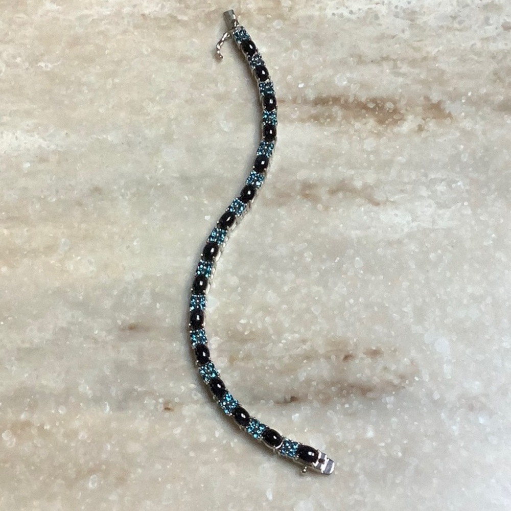 😍925 Silver Sapphire & Blue Topaz Link Bracelet😍NWOT